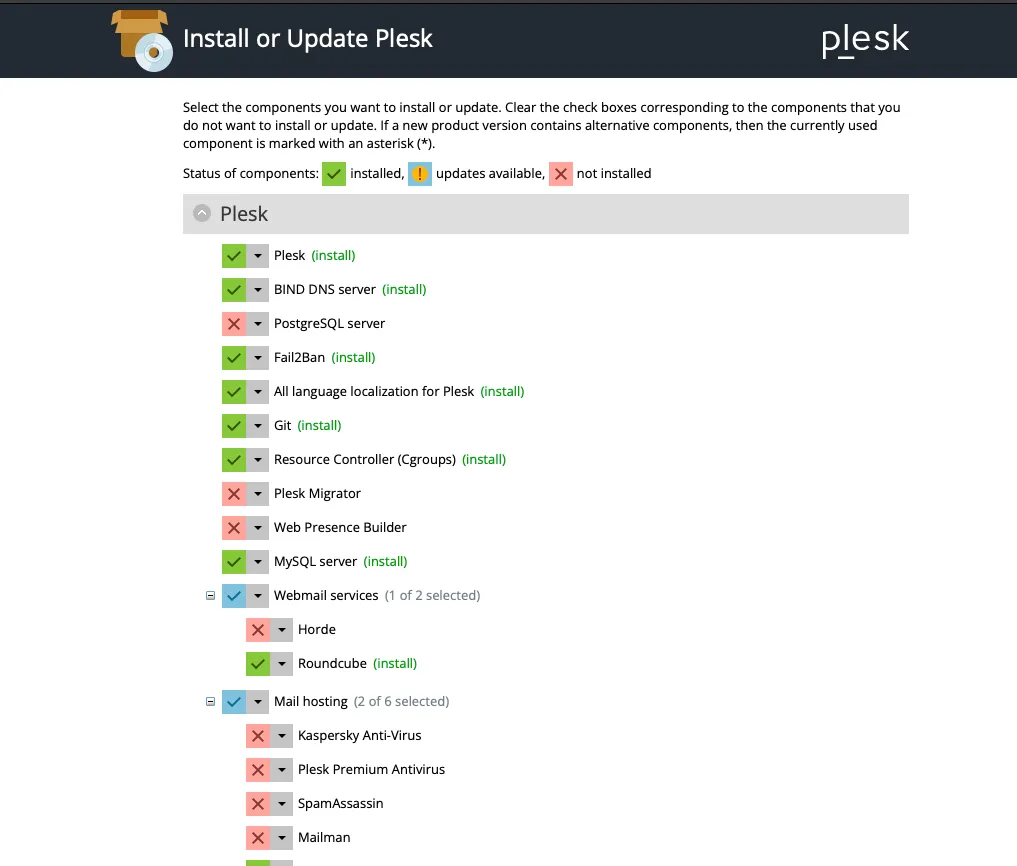 Plesk components