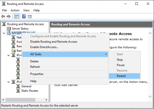 Restart Remote Access