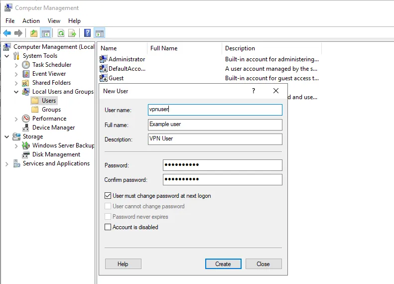 Create new user