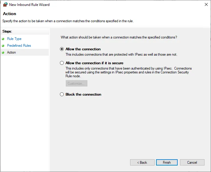Allow Firewall connection