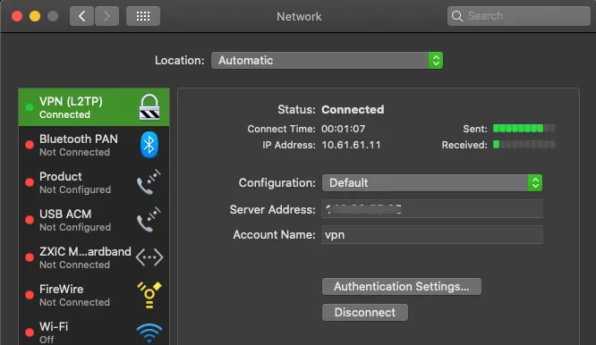 Establish L2TP connection