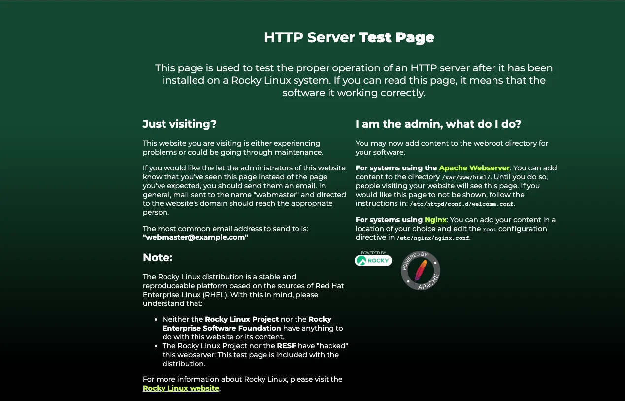 Successful Apache Test Page