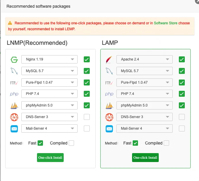 Web Stack selection