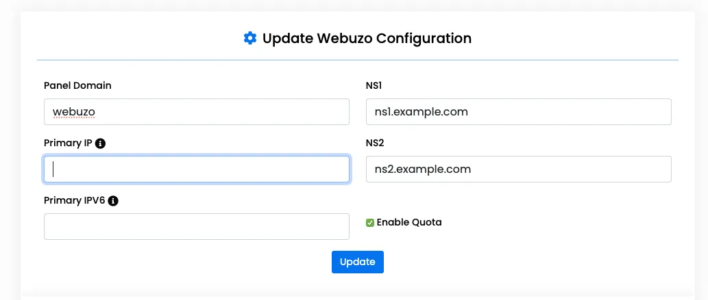 Update the Webuzo Configuration