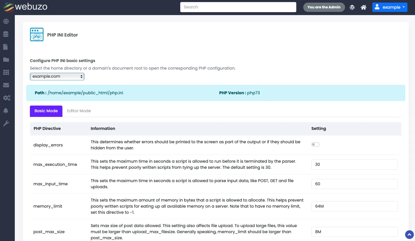 PHP INI Editor