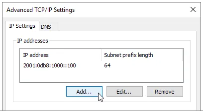 Ethernet IPv6 Advanced Add