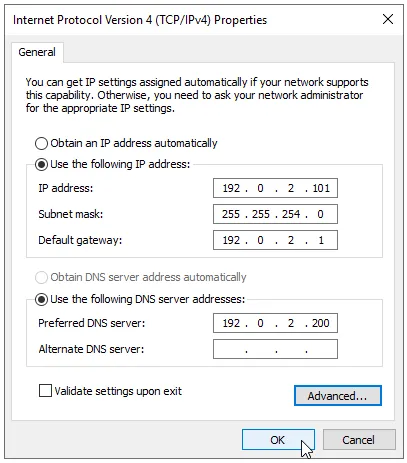 IPv4 Click OK