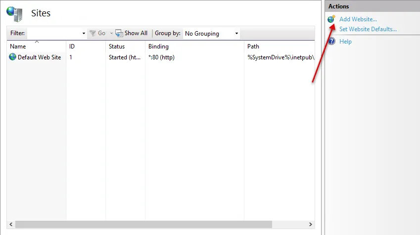 Add new IIS Site