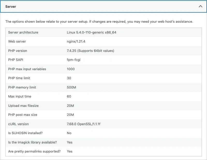 WordPress System Information
