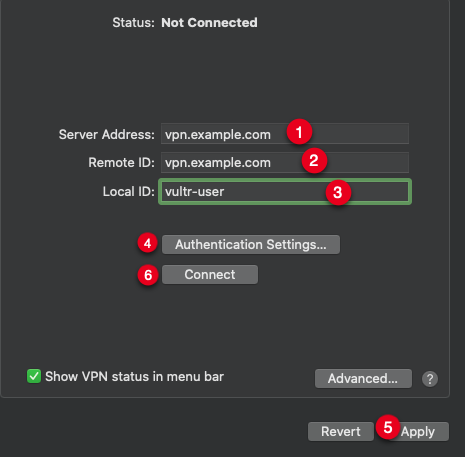 mac IPsec VPN settings