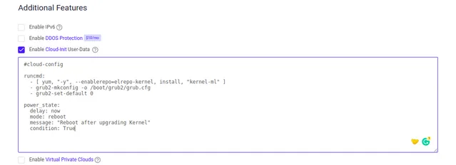 Add cloud-init user-data Screen