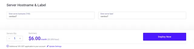 Choose Server Hostname & label Screen