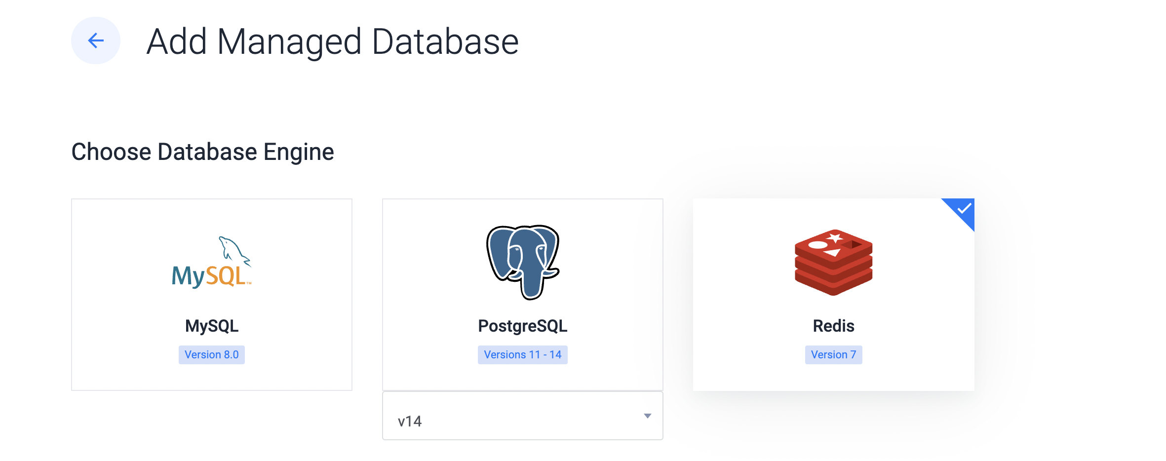 Choose the Redis® database engine