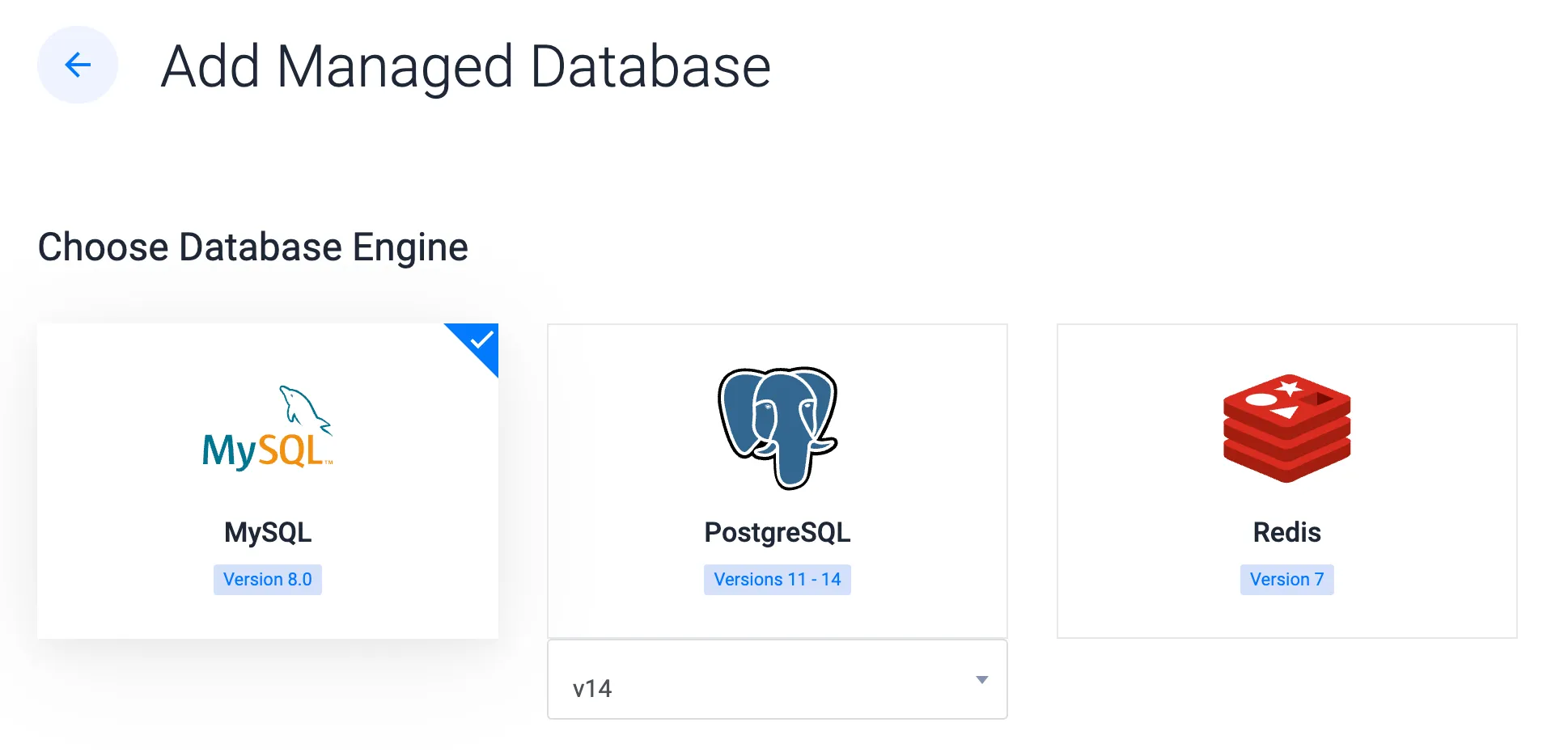 Choose the MySQL database engine