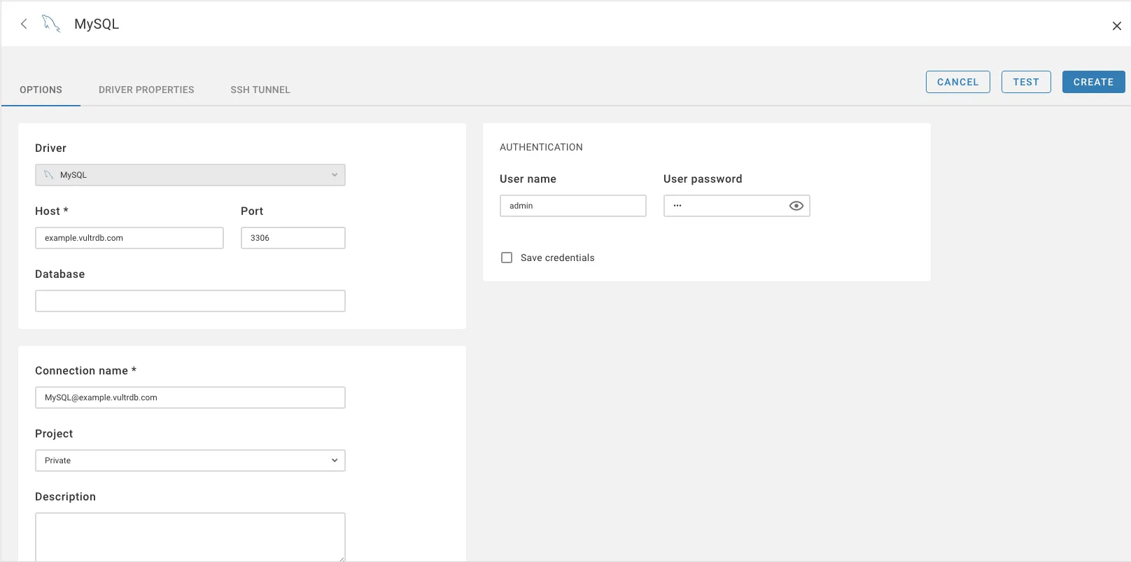 Connect Vultr Database using CloudBeaver