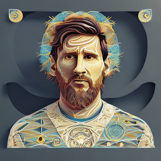 Lionel Messi Midjourney PaperCut style