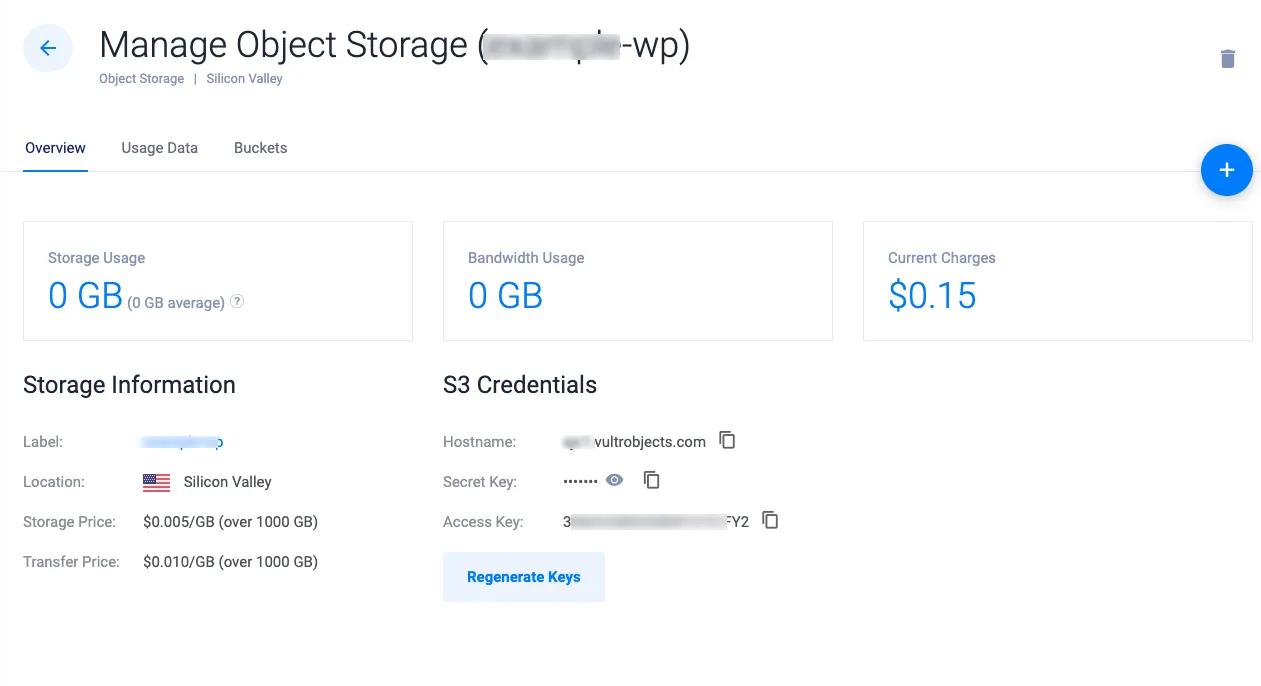 Vultr Object Storage Credentials