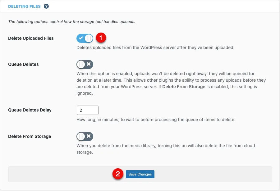 Delete Local WordPress Files on upload