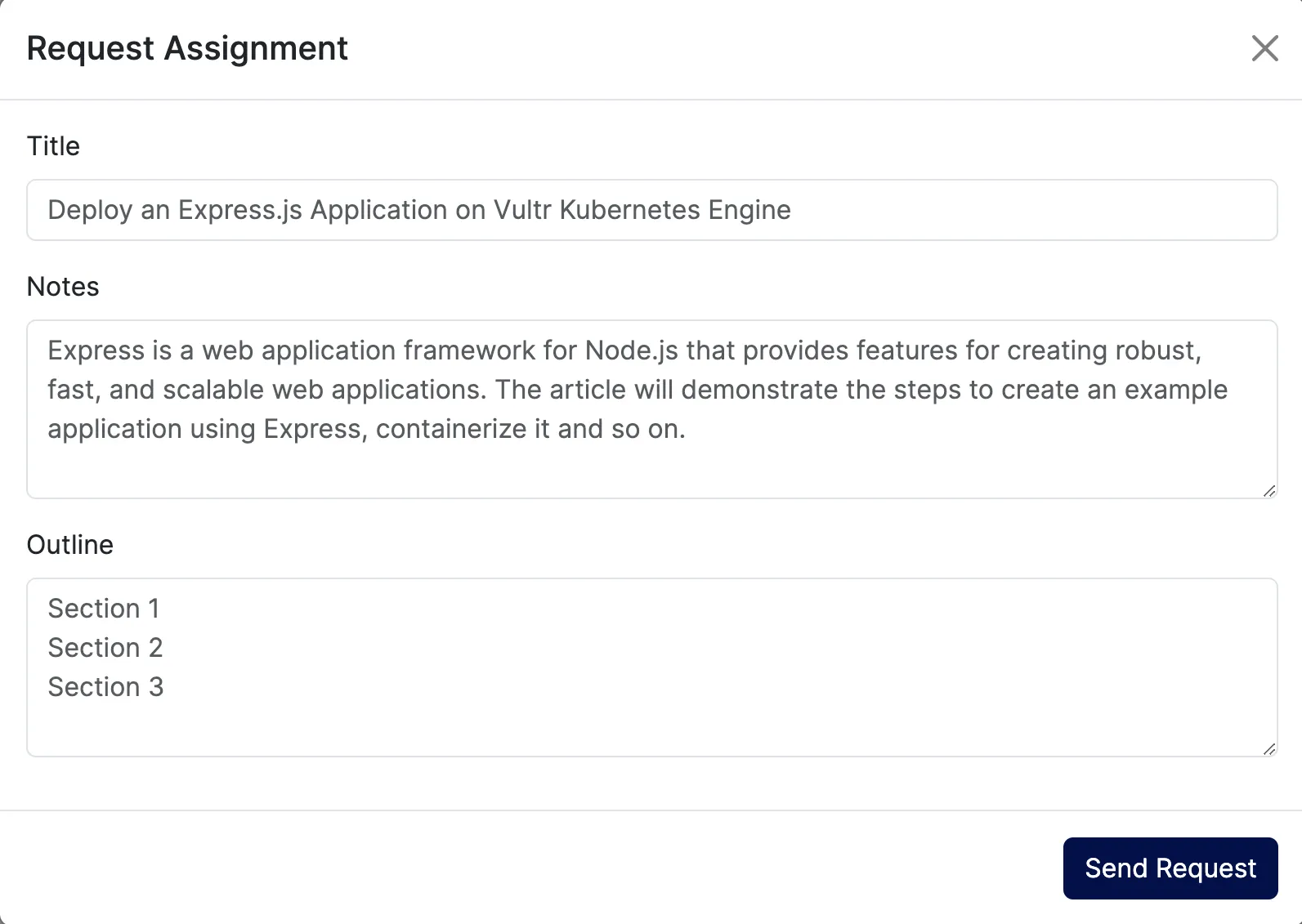 Send an Assignment Request