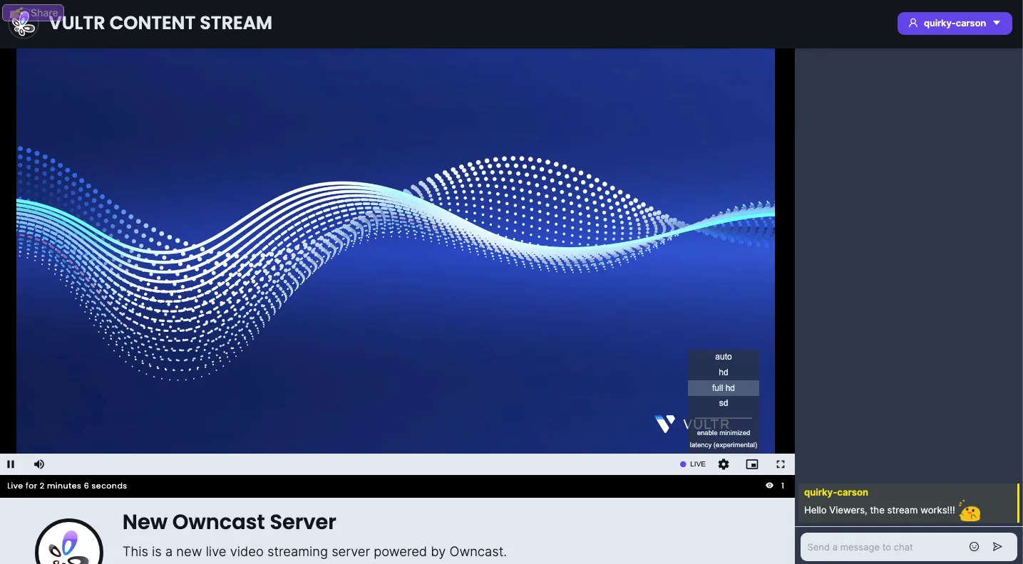 A live Owncast stream