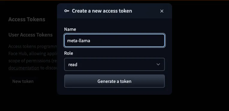 Generate a new Hugging Face Access Token