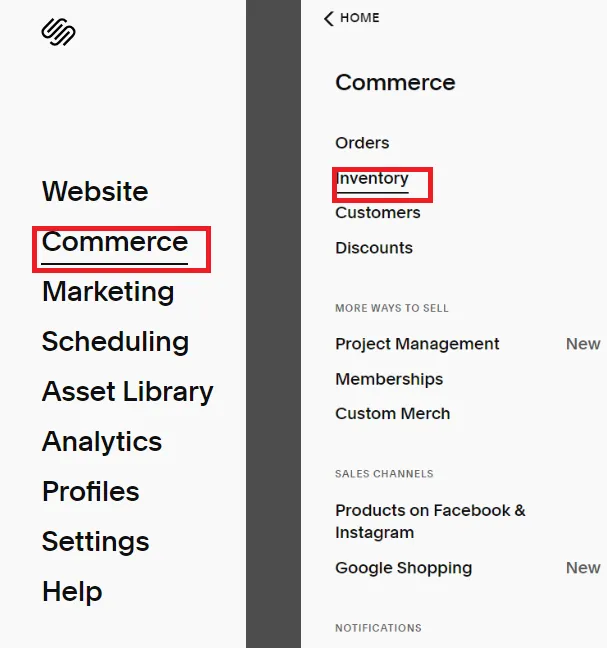 Exporting Squarespace inventory