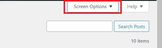 Screen Options WordPress