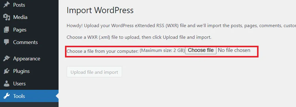 Squarespace WordPress migration import