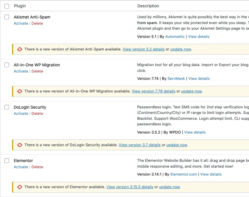Activate WordPress plugins