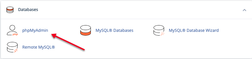 The cPanel phpMyAdmin databases option