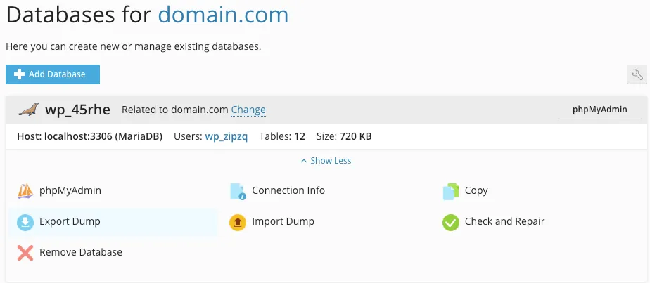Backup a WordPress Database using Plesk 