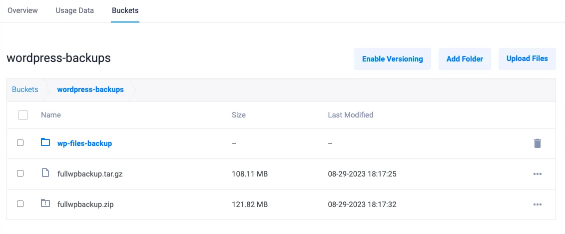 Vultr Object Storage bucket objects