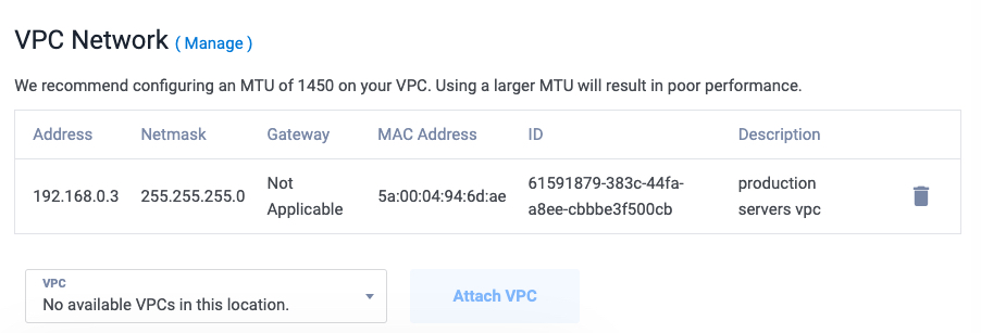 Attached Vultr VPC Network on an Instance