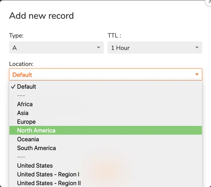 Set GeoDNS A Record Locations