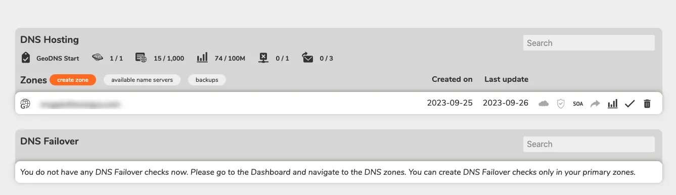 Open CloudDNS Zone