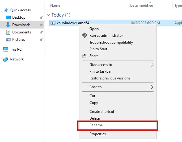 Download the latest Knative CLI Windows Release File
