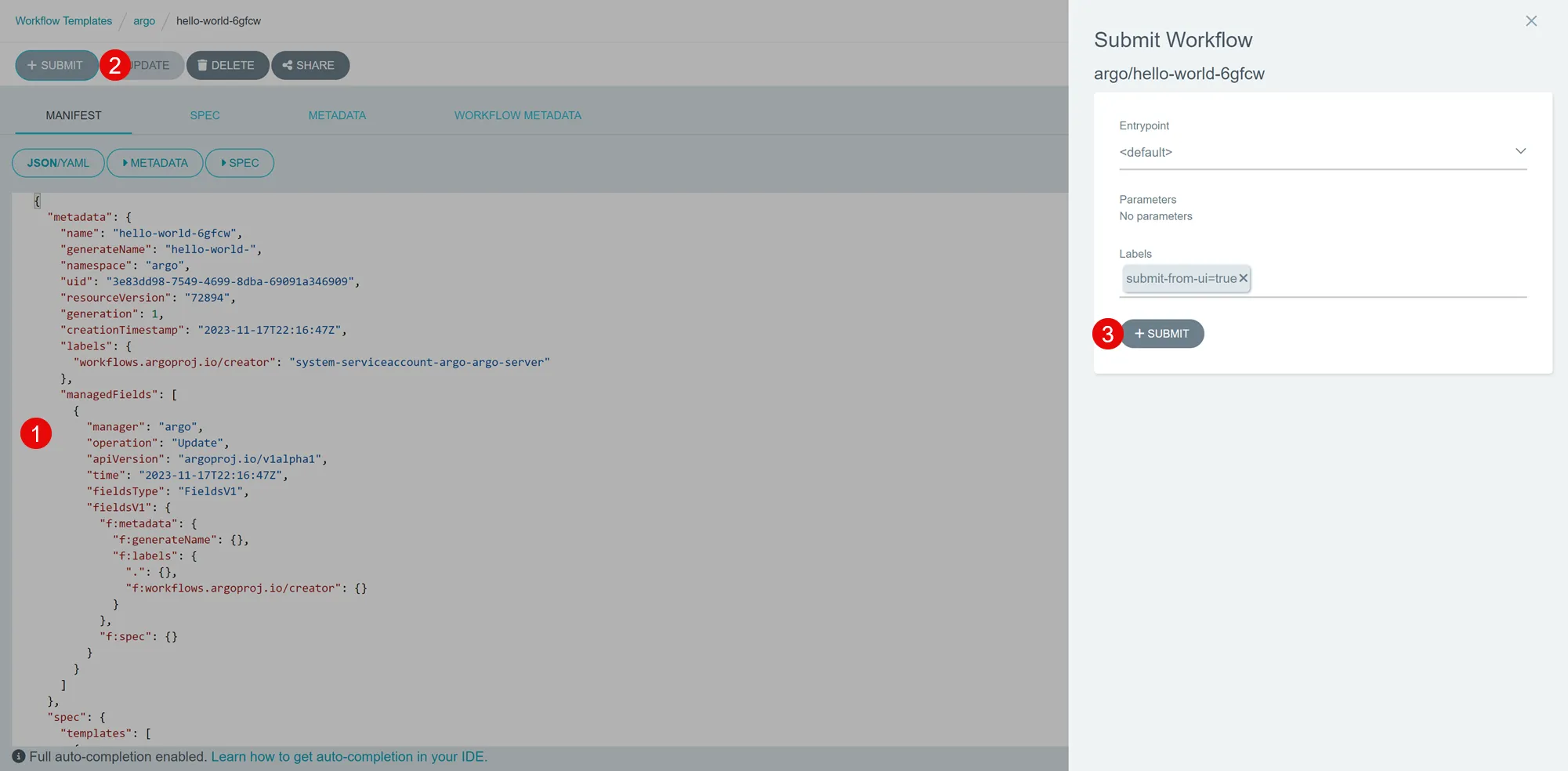 Submit a new Workflow Template