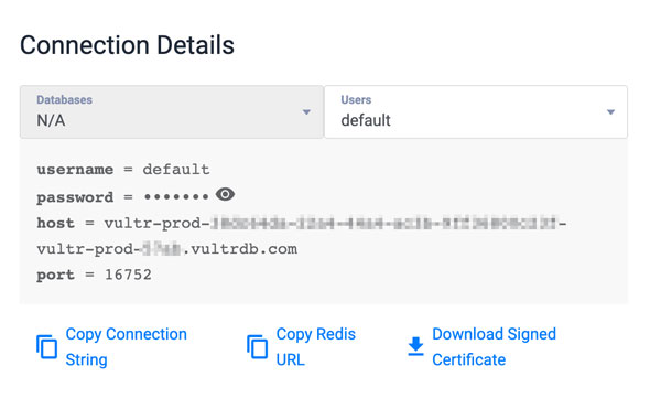 Redis® connection details