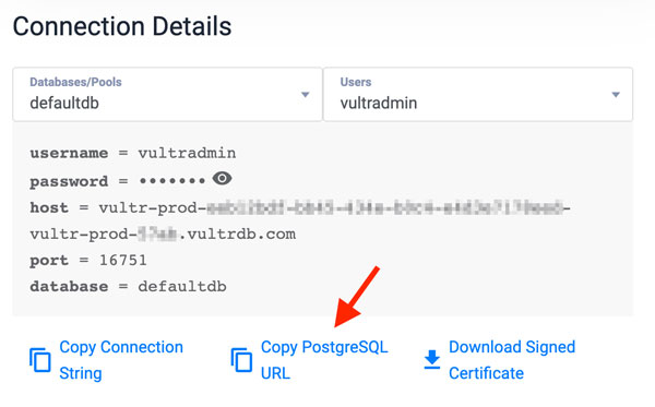 Get PostgreSQL URL