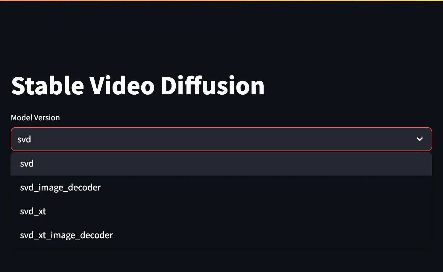 Model Selection Dropdown