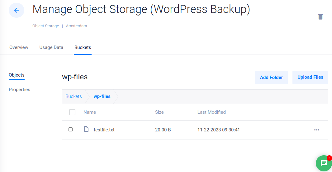 Sample Test File in Vultr Object Storage bucket