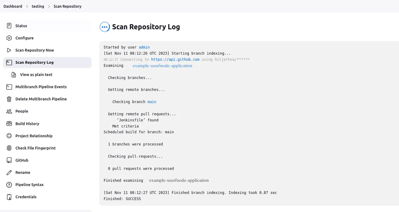Jenkins Scan Repository Log