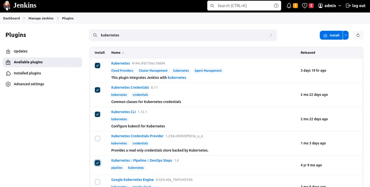 Install Kubernetes Plugin