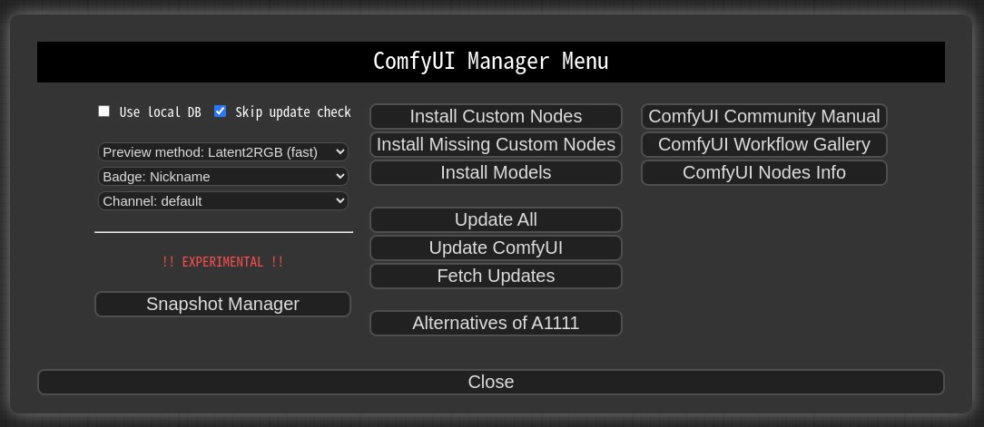 Image of ComfyUI Manager view