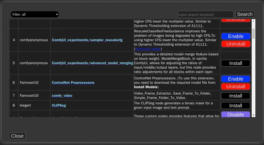 Install Custom nodes in ComfyUI Manager