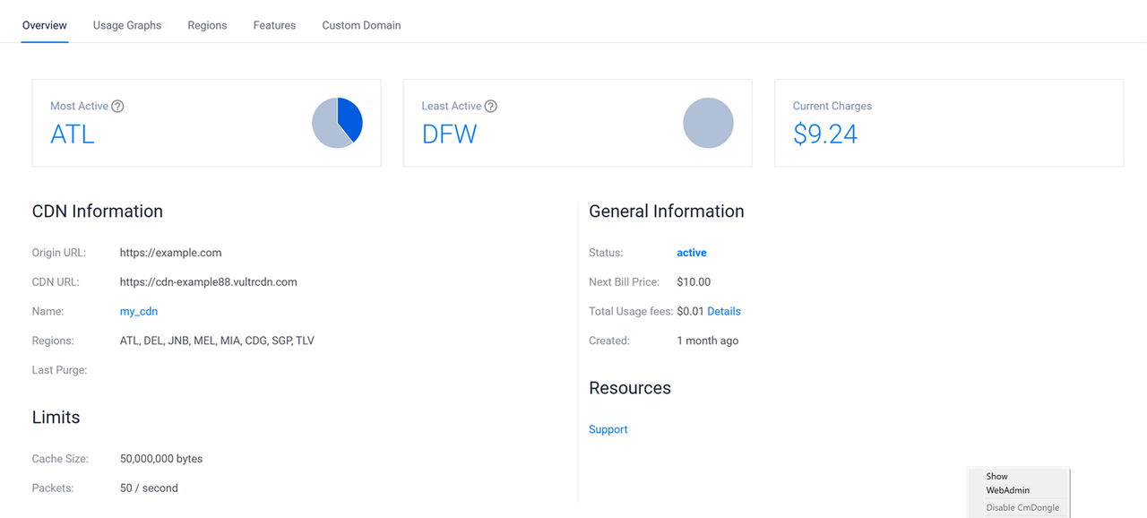 Manage Vultr CDN