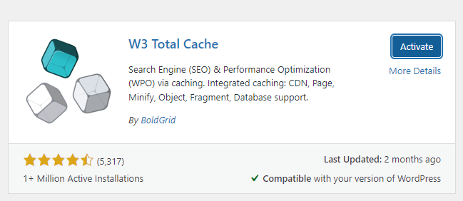 Activate W3 Total Cache
