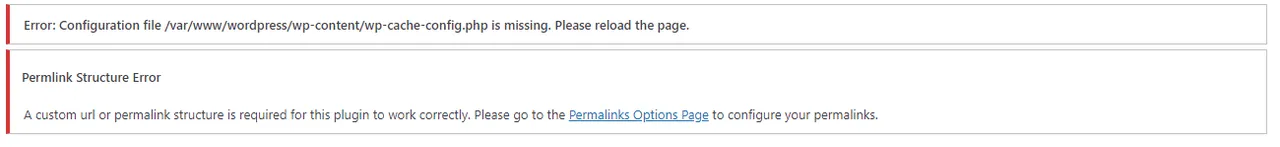 WP SUPER CACHE PLUGIN ERRORS