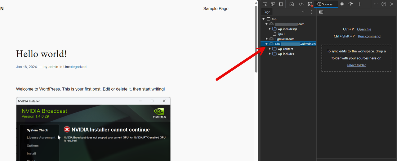 View WordPress Vultr CDN Sources