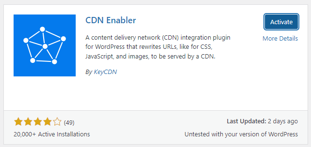 Activate the WordPress CDN Enabler Plugin